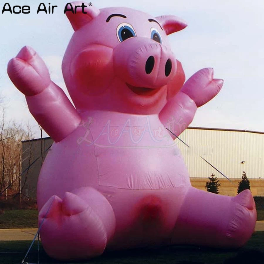 Inflatable pink piggy,inflatable cartoon model piggy sitting on the ground for event or promotion