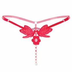 Sexy delle donne Del Pendente Perizoma Ricamo di Perle Stringa di G Regolabile Mutandine e boxer A Vita Bassa Biancheria Intima BeadsTanga Massaggio Lingerie