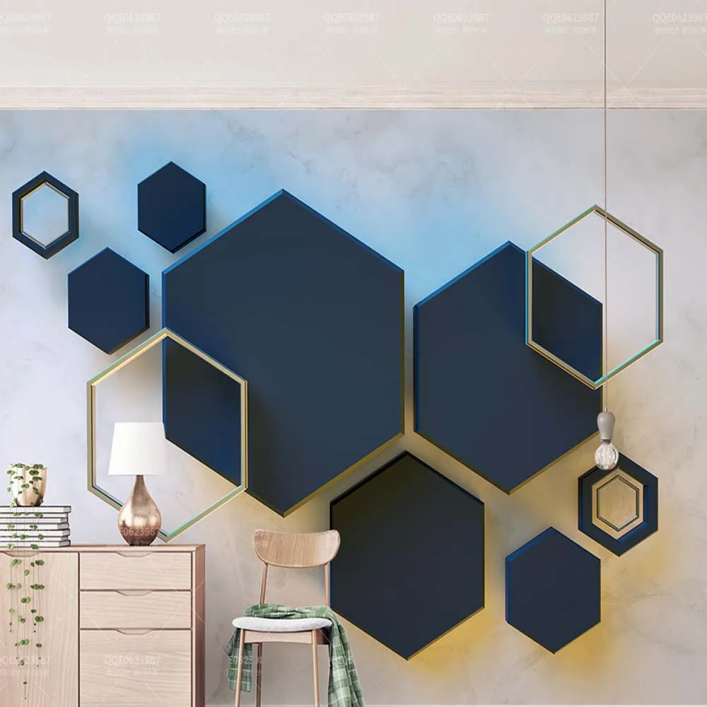 

3D Stereoscopic Geometry Hexagon Mosaic Abstract Photo Wallpaper Mural for Living Room Bedroom Custom Any Size Wall Decor