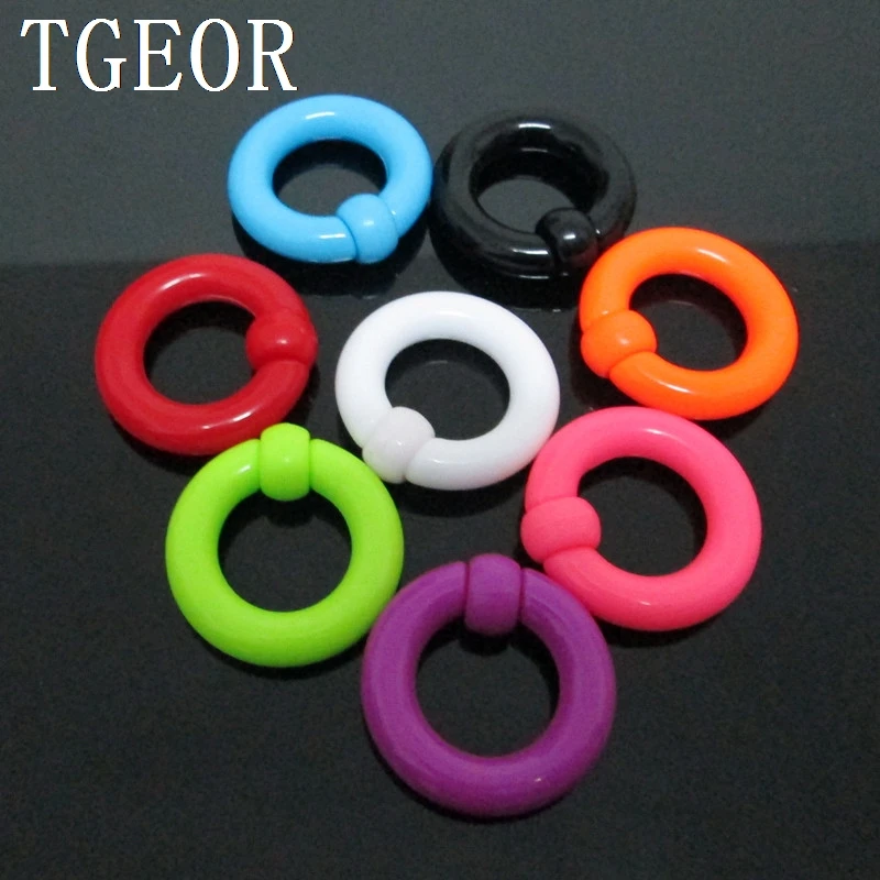 New hot wholesale Charm 120pcs mixed 6 gauges and mixed multi solid colors UV acrylic BCR piercing captive ring free shipping