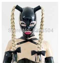 New hot sexy exotic women woman girl Latex  Mask Twist braids female pigtail hoods Fetish cekc uniform headgear zentai