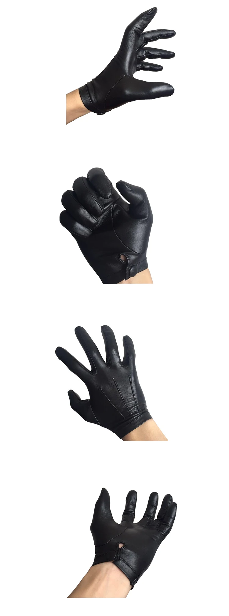 Men's Thin Lambskin Leather Gloves Wrist Button Tight-Fitting Unlined Luxury Italy Gloves Winter Warm Driving Touch Screen
