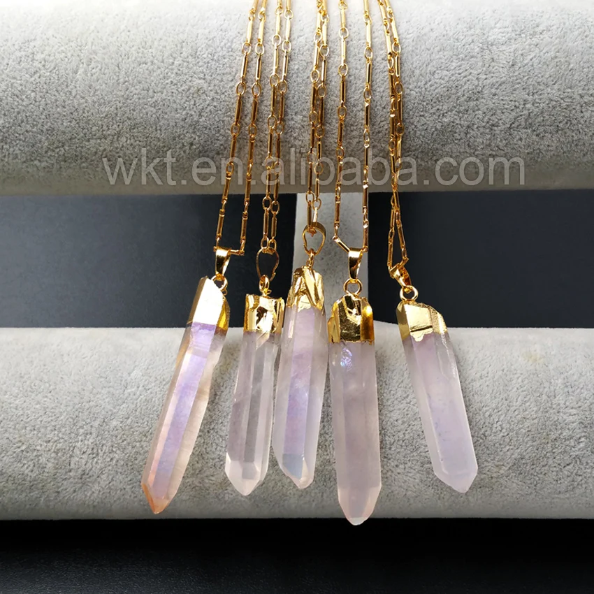 WT-N860 Healing Angel Aura Natural Quartz Necklace For Women Jewelry Color With 18