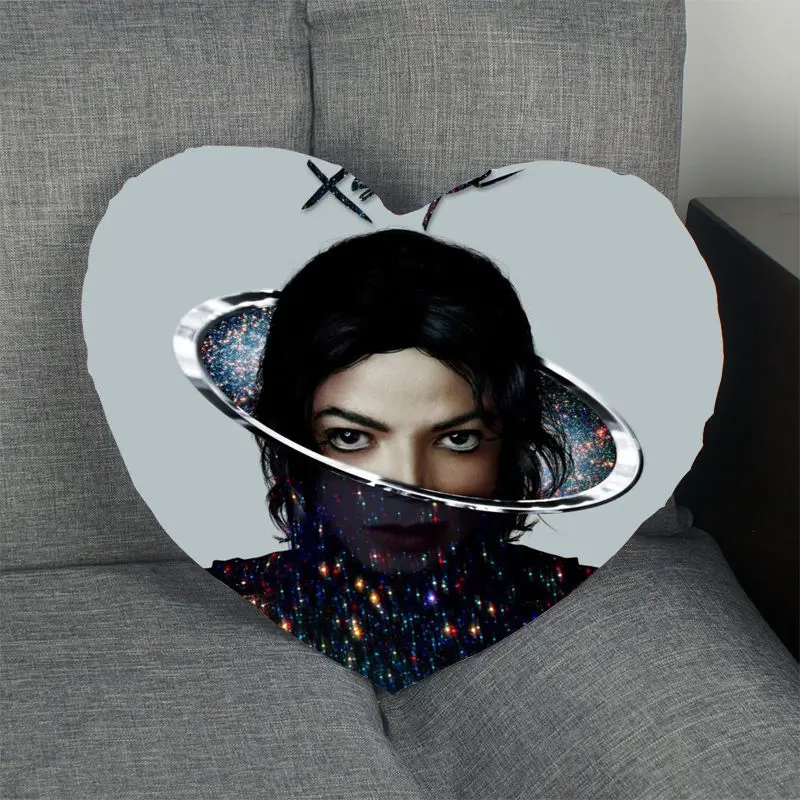 New Pillow Case Michael Jackson Heart Shape Satin Fabric Pillow Cover For Home Bedroom Wedding decorate Pillow Cases