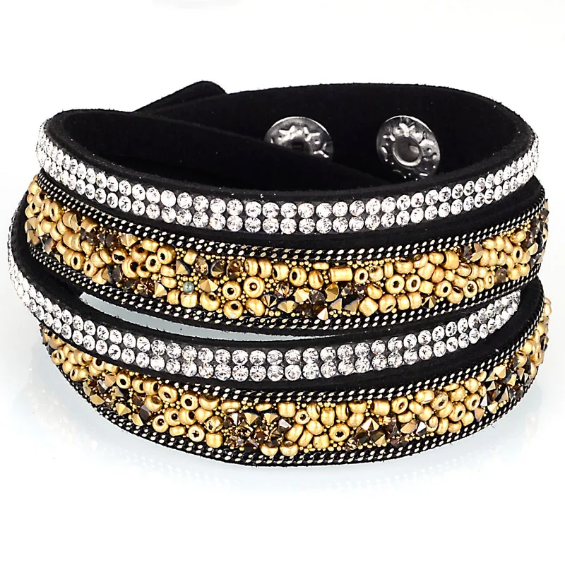 New Arrival Double Wrap Bracelets With Pave Full Crystal Rhinestones Crystal Bracelets Glass Seedbeads Bracelets Braccialetto