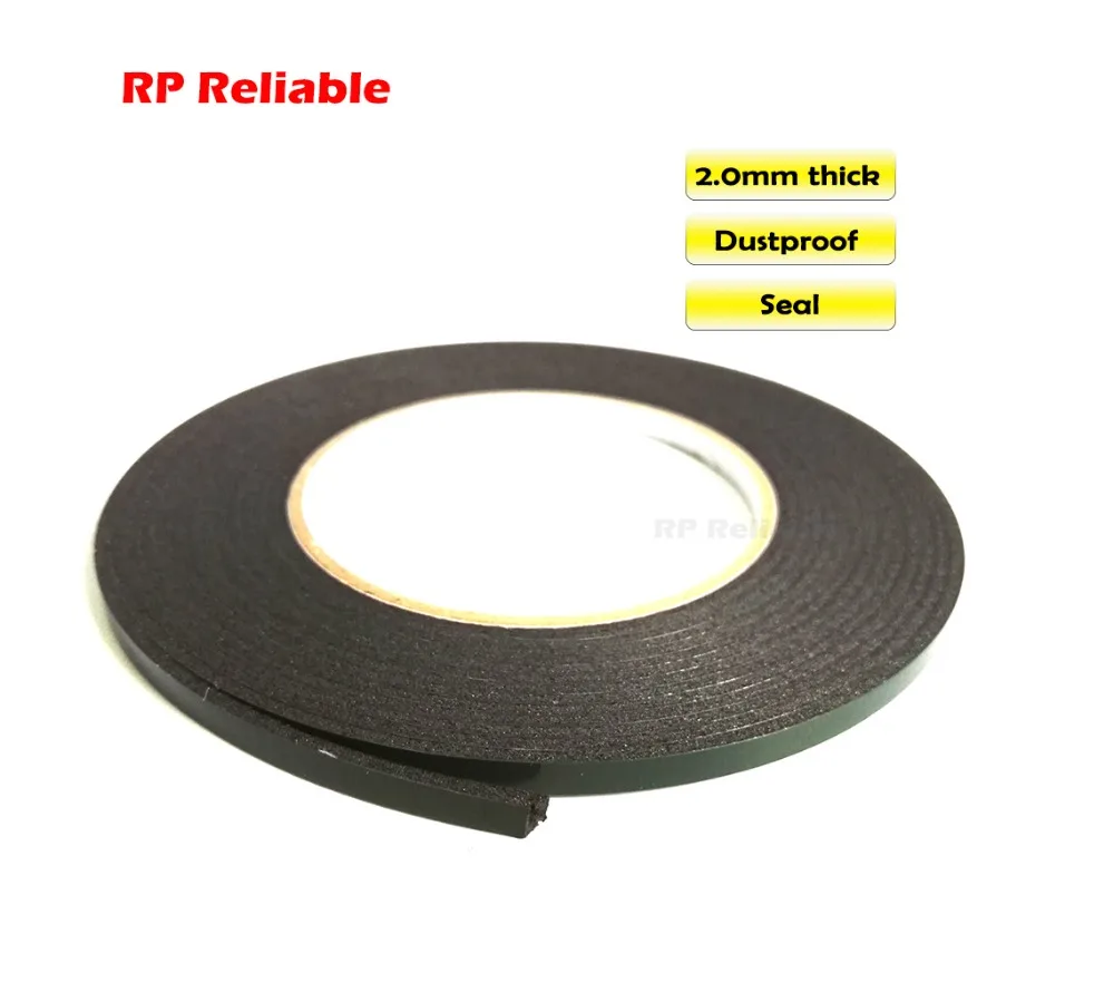 (2mm thick) 5mm*5M, (Other wide Choose) Double Sided Adhesive Black Foam Sponge for Windows Panel Plate Trim Seal Dust Proof