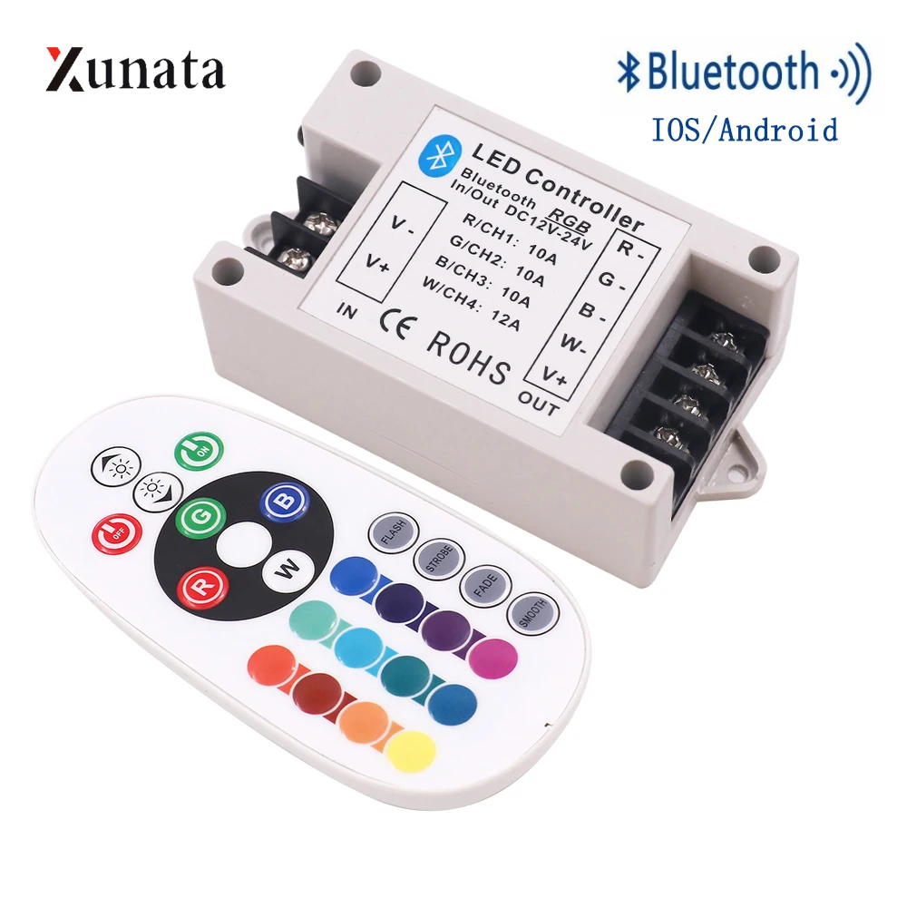 

DC12-24V RGB RGBW LED Strip Bluetooth Controller BT Wireless Led Strip Light Android/IOS Controller Bluetooth 4.0 24Key Control