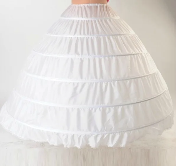 O envio gratuito de alta qualidade branco 6 aros petticoat crinoline deslizamento underskirt para vestido casamento vestido de noiva em estoque 2018