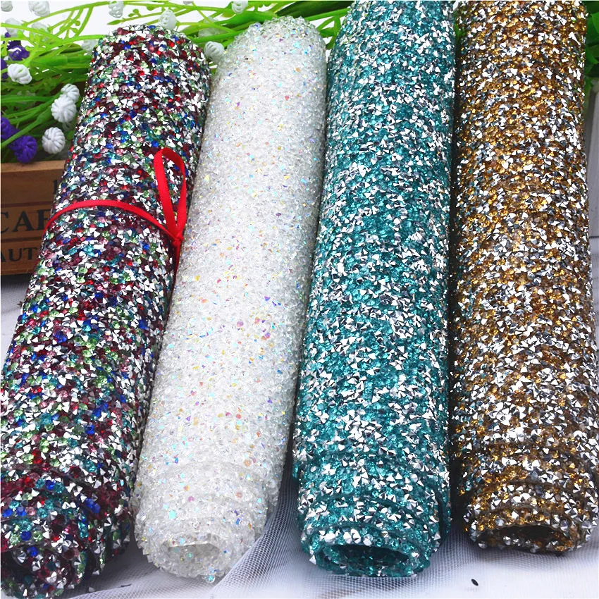 24*40 Cm Hotfix Bling Resin Rhinestone Sheet Trim Crystal Bead Applique Mesh Ribbon Banding Diy Car Decoration Cosmetic Stickers