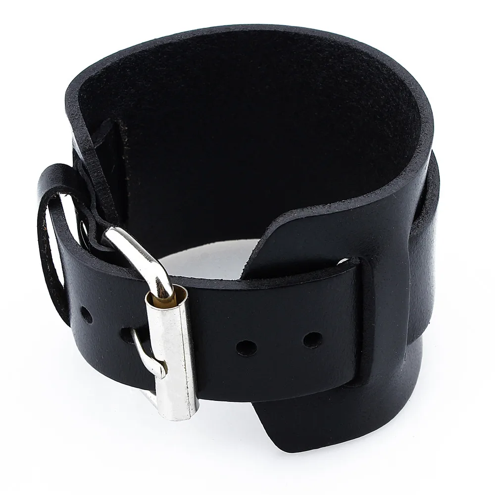 HAWSON Boys Punk Leather Bracelet Fashion Black&Coffee Adjustable Buckle Bracelets 26.5 CM
