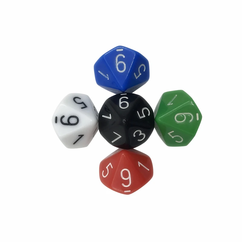 Juego de dados multifacetados de esquina redondeada acrílica, D10, original, Multicolor, 5 unidades por lote