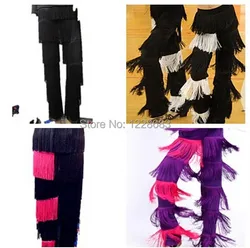 New Arrival Black Red Purple Blue White Latin Dance Salsa Woman Pants Girls Tango Dance Costumes Fringe Clothes  / Samba Pants