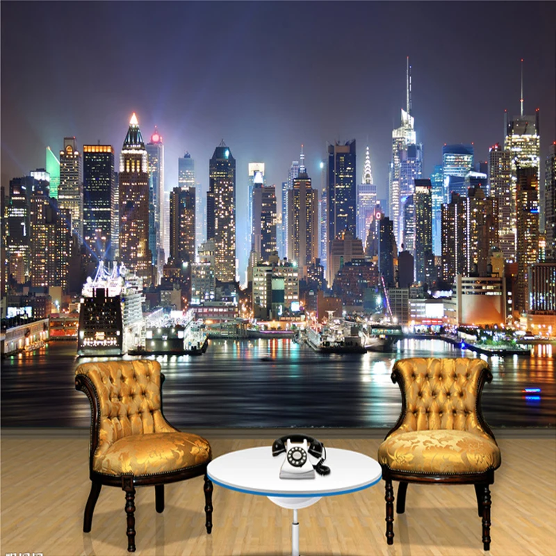 

Custom Photo Mural Wallpaper 3D City Night Scenery Mural Living Room Sofa TV Background Seamless Wallpaper Non-woven