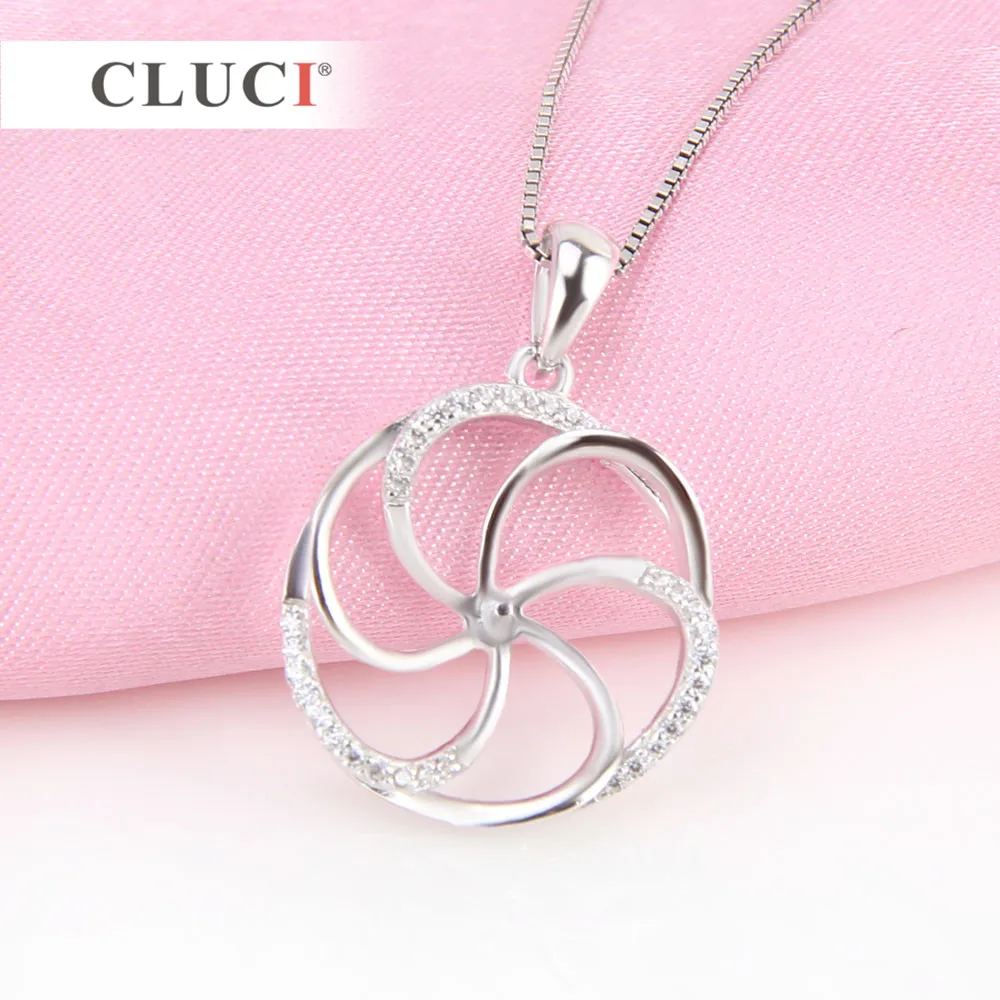 CLUCI High Quality windmill Pendant accessary to stick pearl for jewelry making Sterling 925 Silver Rose Flower necklace SP181SB