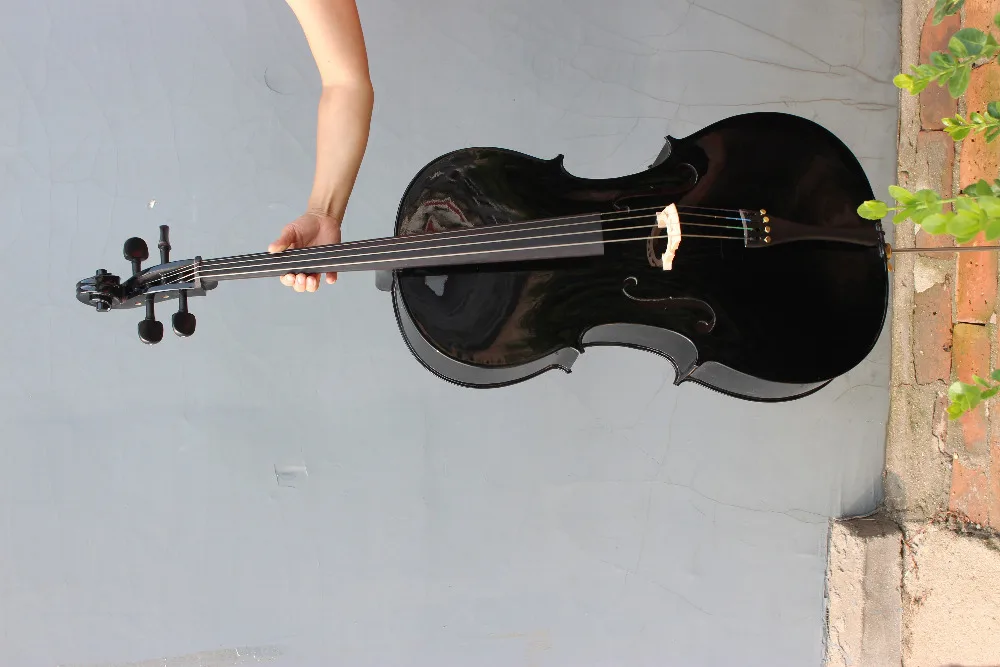 New 4/4 cello Spruce top Maple Back Ebony Parts Powerful Sound Black Color