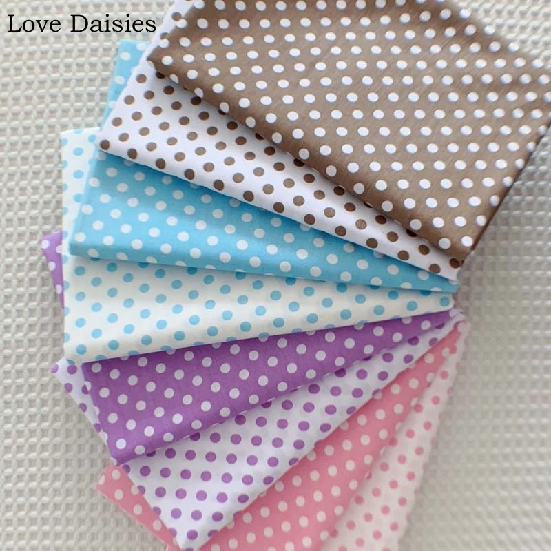 100% Cotton PURPLE BROWN PINK BLUE WHITE Polka Dot Twill Fabrics DIY for Kids Bedding Cushion Dress Handwork Quilting Patchwork