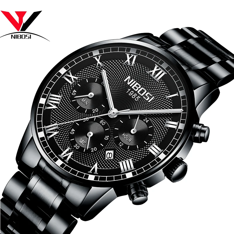 

NIBOSI 2018 New Men Watches Stainless Steel High Quality Watched Brand Fashion Analog Sport Quartz Wrist Watch Erkek Kol Saati