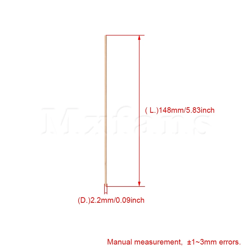 Mxfans 14.8 Length 2.2mm Dia  Birch Wood Sticks Wooden Dowel Rods for Lollies Craft Building Architectural Model Pack of 200