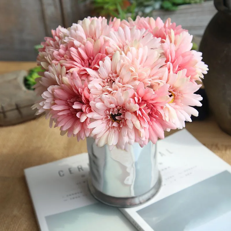 1 Bouquet Slik Artificial Gerbera Flowers Fake Flower Chrysanthemum Flores Home Wedding Decoration Daisy 7 Branch