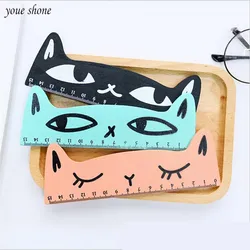 1 sztuk/partia Korea piśmienne kot modelowania drewniana linijka Cute Cartoon Student 15cm długość władcy biuro szkolne prezent