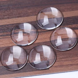 reidgaller 5pcs 25mm Flat Clear Glass Cabochon round transparent diy jewelry findings 0.7mm thick