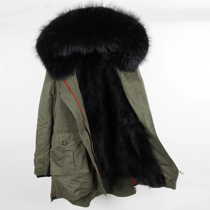 

MaoMaoKong 2020 new parka fur coat winter jacket women parkas big real raccoon fur collar natural raccoon fur inside thick warm