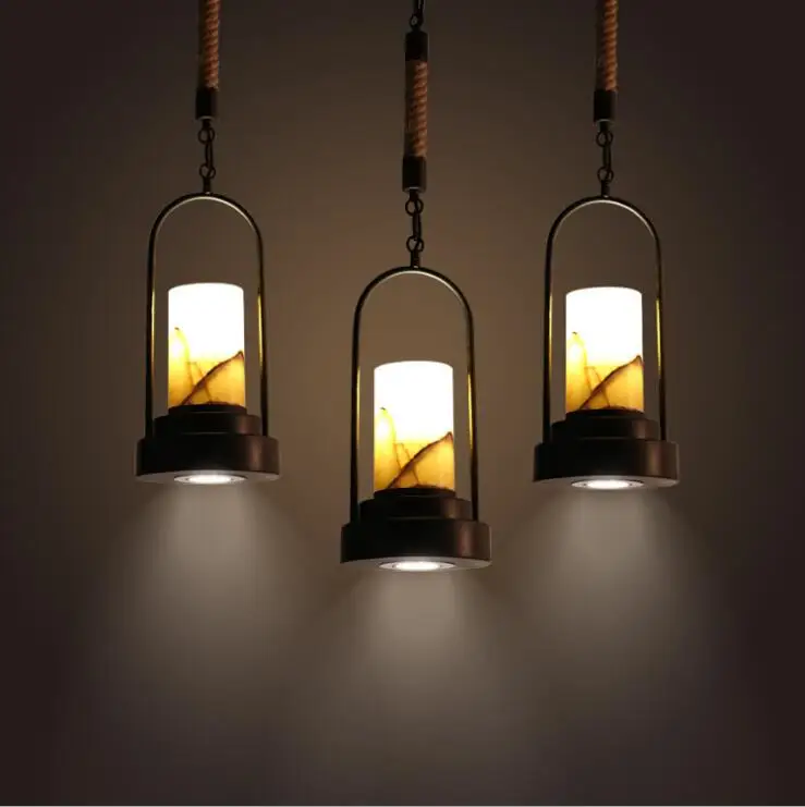 

Iron art water pipe hemp rope pendant lamp restaurant living room bar clothing store lights.E27*10,AC110-240V.