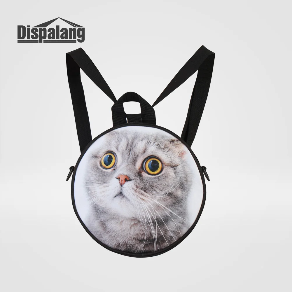 Dispalang New Cartoon Fox Printed Messenger Bags For Girls Lovely Animal Round Rugtas Toddler Custom Mini Crossbody Shoulder Bag