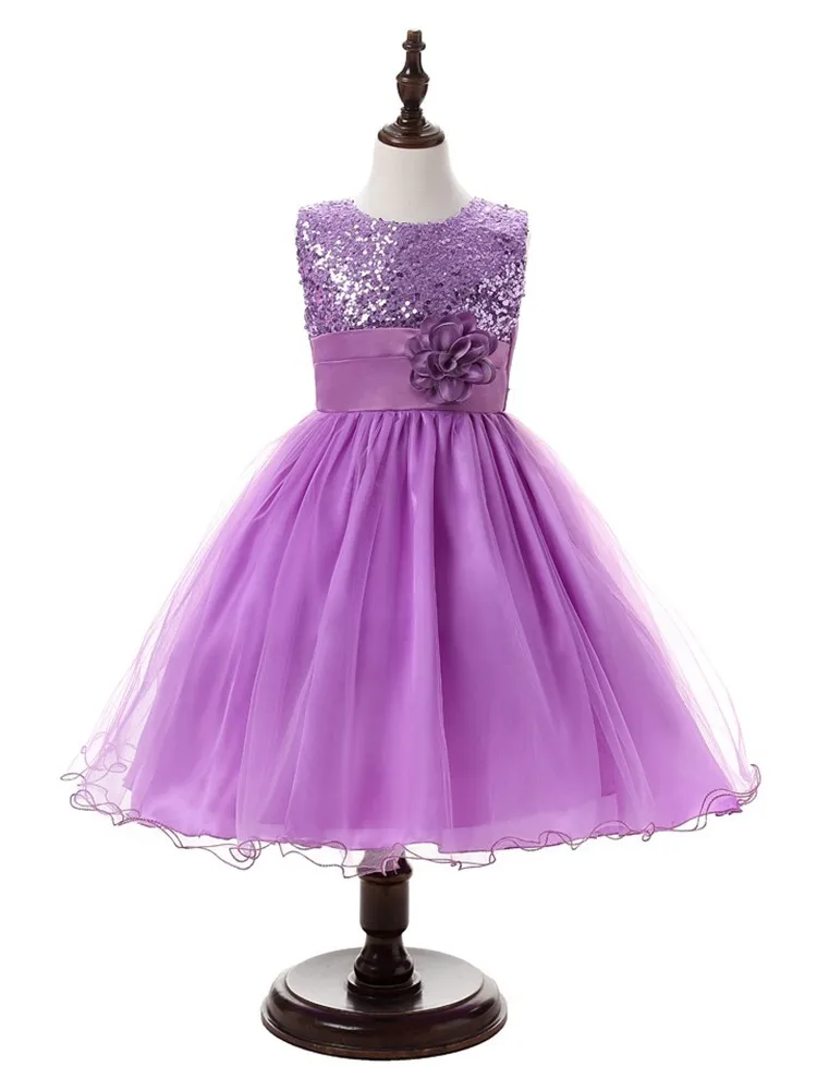 Elegant Sequin Flower Girl Dresses 2016 Hot Long Princess Party Infanti Baby Girl Clothes Pageant Kid Prom first communion dress