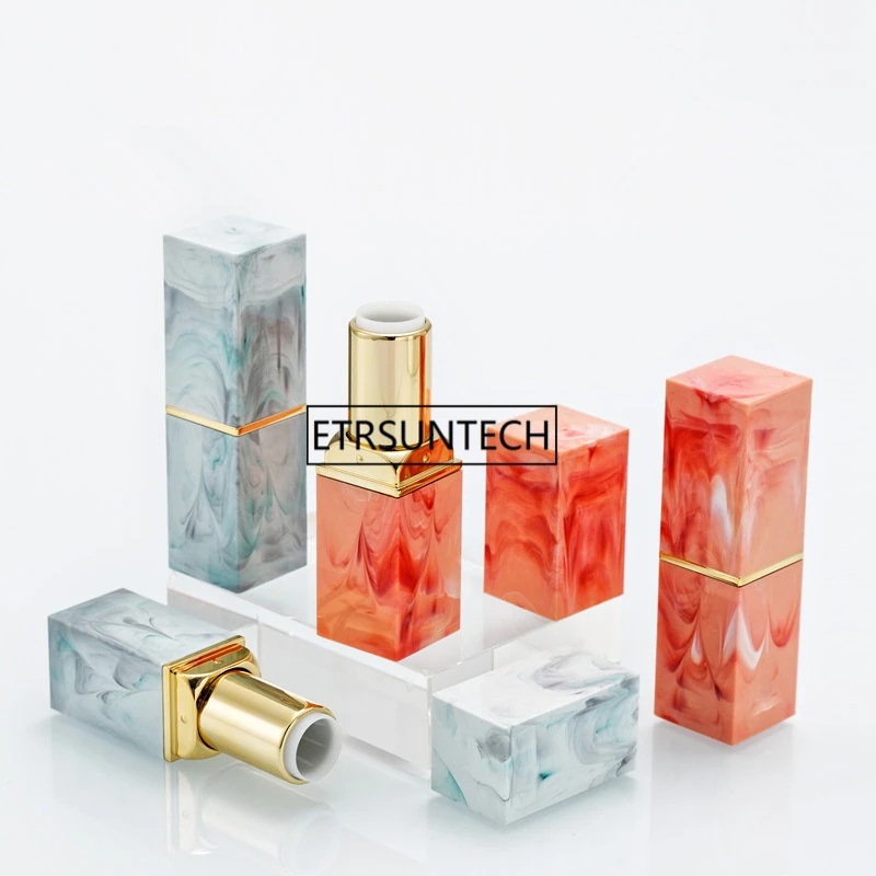 Shimmer Square Marble Pattern Empty Lipstick Tubes DIY Lip Gloss Lip Balm Containers Travel Cosmetic Refillable Bottle F20173094