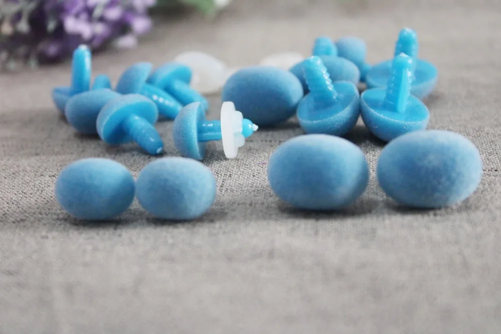 

13x17mm/15x22mm Oval shape blue color flocking toy nose safety toy nose + hard washer for diy plush doll findings--30pcs/lot