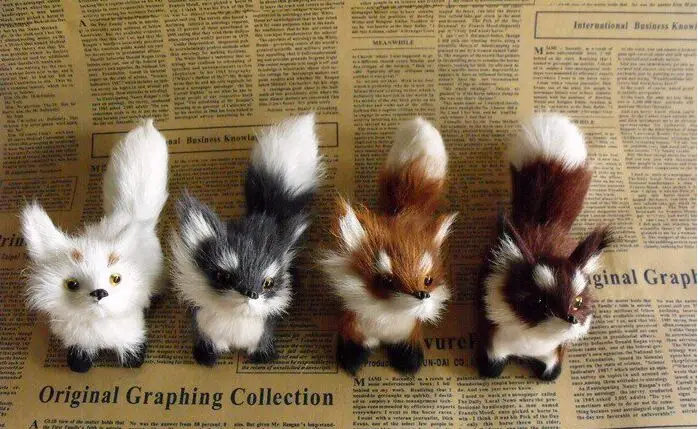 

13x6x8cm head up fox model,one lot /4 pieces polyethylene&furs handicraft Figurines home decoration toy gift a2544