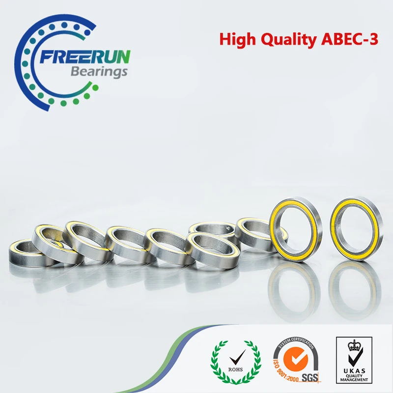 10PCS 15x21x4 61702 2RS ABEC3 15X21X4mm Yellow Rubber 6702 2RS Model bearing motor bearing