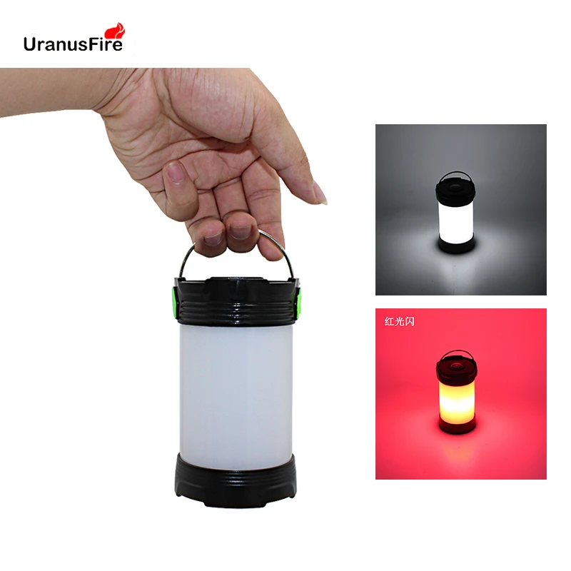 Uranusfire przenośna latarnia LED USB Rechargeable 26650 biały czerwony oświetlenie zewnętrzne trójkąt