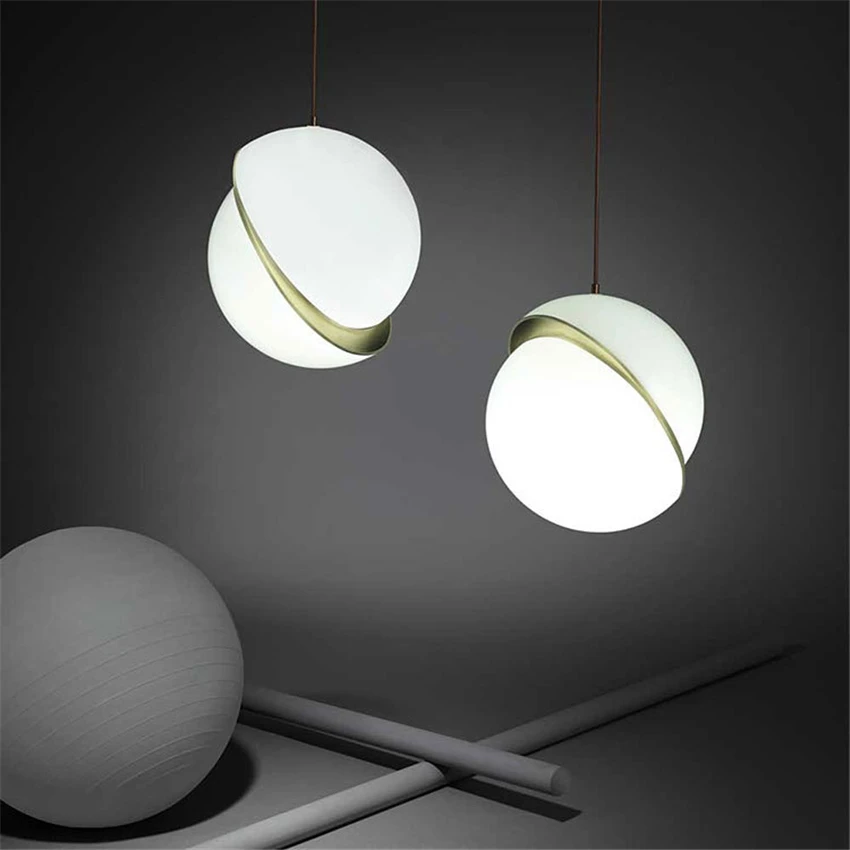 

Post Modern Sphere Ball Pendant Lights Nordic Restaurant Bedroom Led Bedside Bar Kitchen Acrylic Single-headed Pendant Lamps