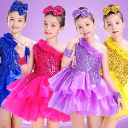 Ropa Para vestido de salsa con lentejuelas para niños, trajes de baile de jazz modernos para niñas, disfraces de baile para niños, traje de escenario para niños, baile contemporáneo