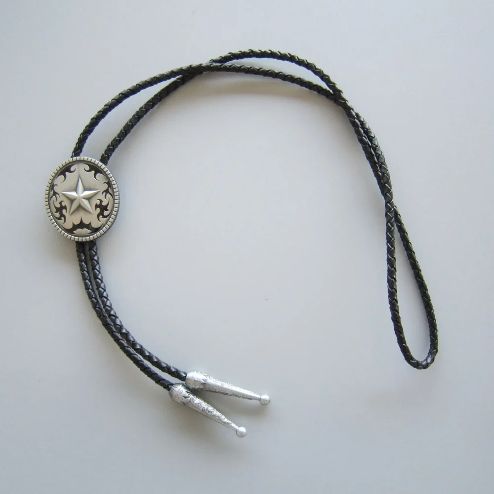 Vintage Style Western Oval Star Wedding Bolo Tie Neck Tie Leather Necklace also Stock in US