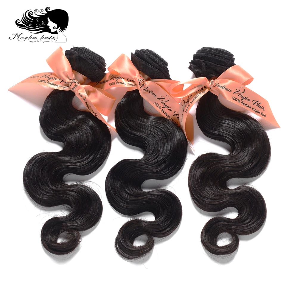 

MOCHA Hair 10A Indian Virgin Hair Body Wave 3 Bundles10"-24"100% Unprocessed Human Hair Extension Natural Color Free Shipping