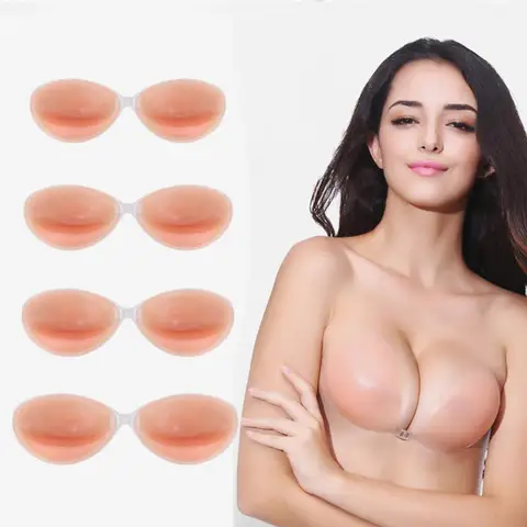 YUIYE 브랜드 여성 1 쌍 섹시한 보이지 않는 브래지어 자체 접착 Strapless 실리콘 유방 폼 강화제 브래지어 크기 A B C D