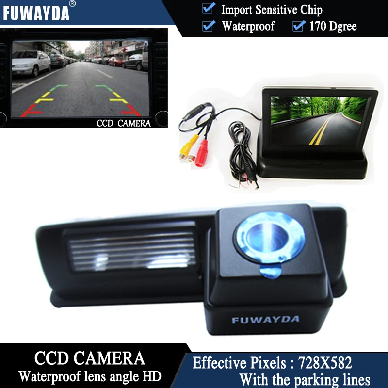 FUWAYDA Color CCD Car Rear View Camera for Toyota HARRIER / ALTEZZA / PICNIC / ECHO VERSO / CAMRY+4.3 Inch foldable LCD Monitor