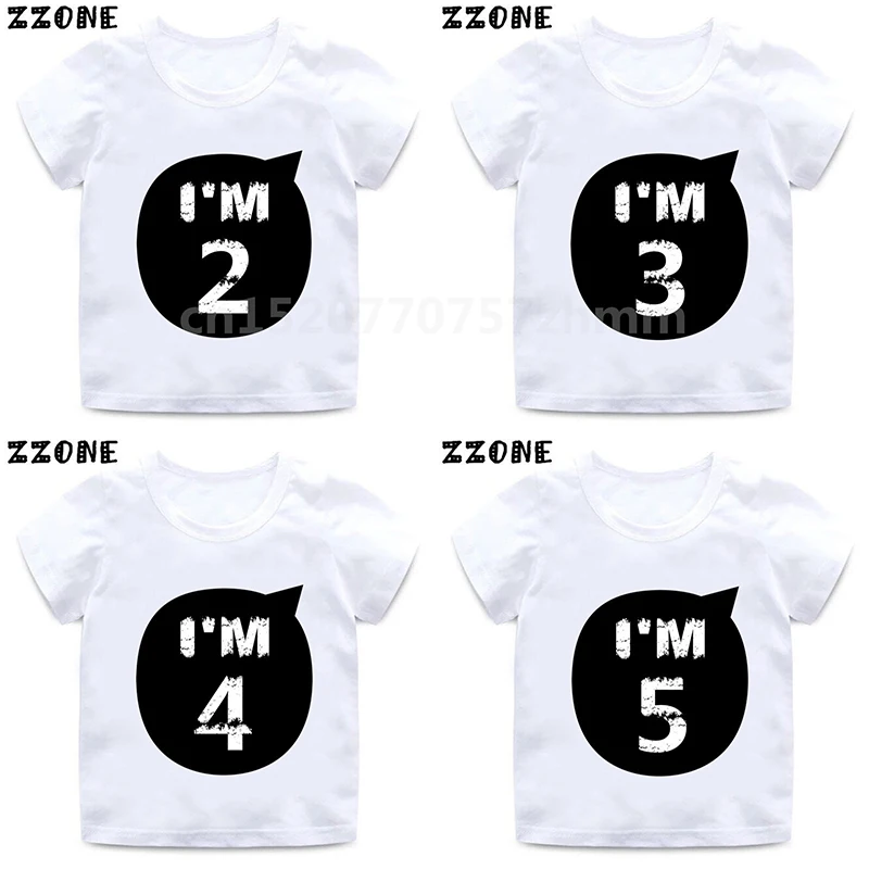 

Boys/Girls I'M 1-10 Years Number Print T shirt Kids Happy Birthday Present Clothes Children Cartoon Funny Baby T-shirt,HKP5276