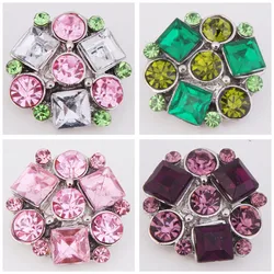 Hot KZ1166 Charm Colorful Rhinestone Fashion 18mm snap buttons fit DIY snaps Bangles necklaces jewelry wholesale trendy women