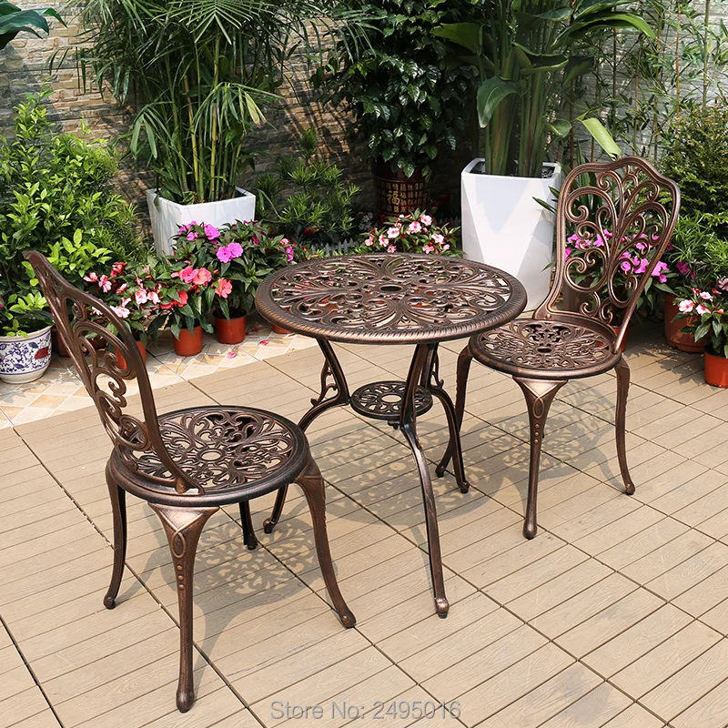 Table and 4 Chairs Cast Aluminum Bistro Sets Butterfly Design Coffee Set Outdoor Patio Furniture for Garden Backyard poolside