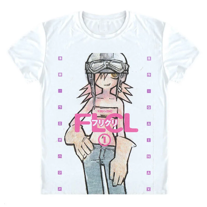 FLCL Progressive T-Shirts Multi-style Short Sleeve Shirts Furi Kuri Fooly Cooly Haruko Haruhara Naota Nandaba Cosplay Shirt