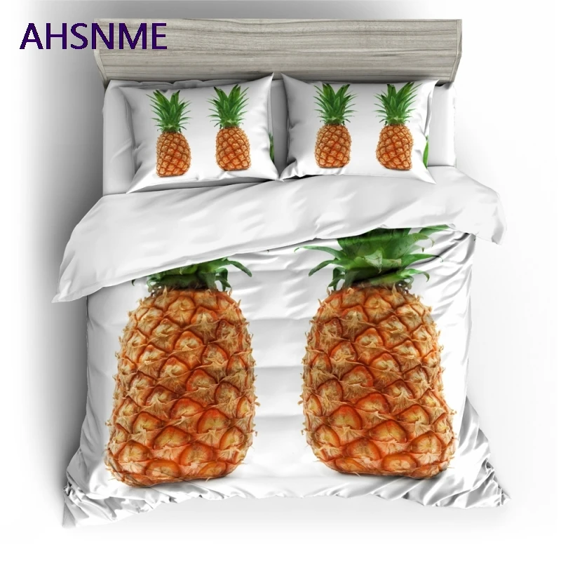 

AHSNME High Definition 3D Pattern Two Pineapple Cover Set Polyester Bedding Set Super King Queen Full Twin Size Bed Set