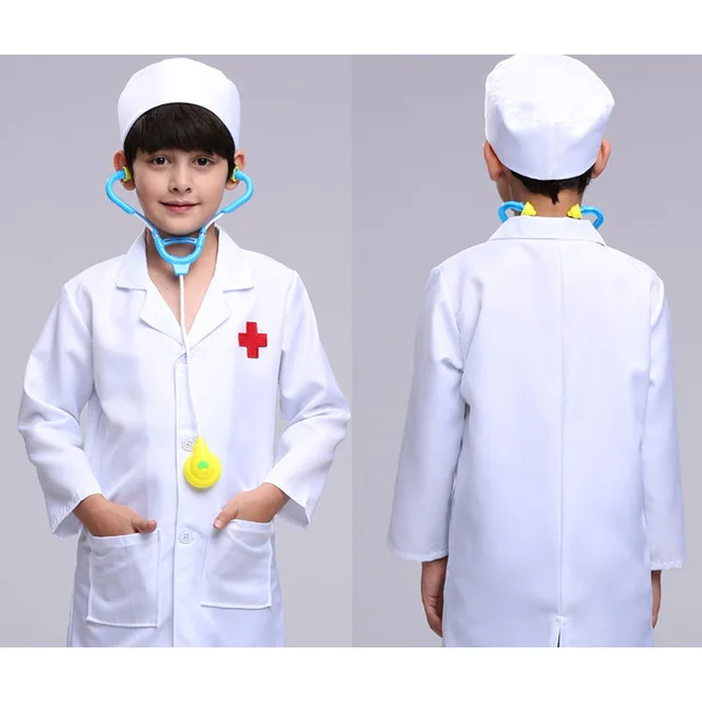 Kids Doctor Cosplay Costumes Baby Girls Nurse Uniforms Role Play Halloween Party Wear Fancy 5PCs Girls Cosplay Doctor Jacket