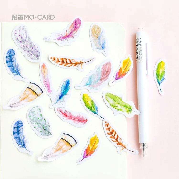 45 pcs/pack Feather Collections Decorative Sticker Set Diary Album Label Stickers DIY Stationery Stickers Gift  Diary Deco Pack