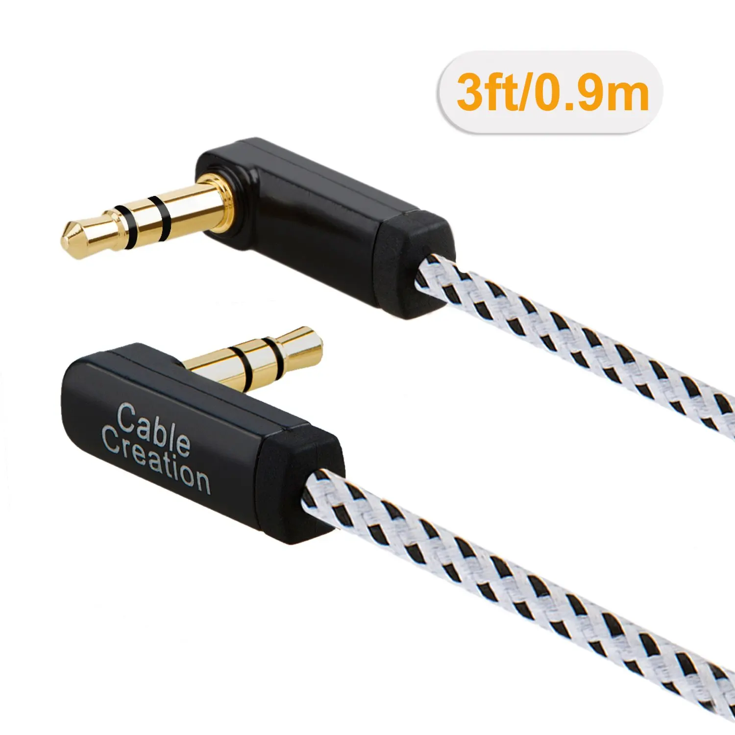 JORINDO Angle Aux Cable,Double 90 Degree Angle 3.5MM Male to Male Jack Audio Stereo Cable Compatible iPhone, Tablets, Headphone