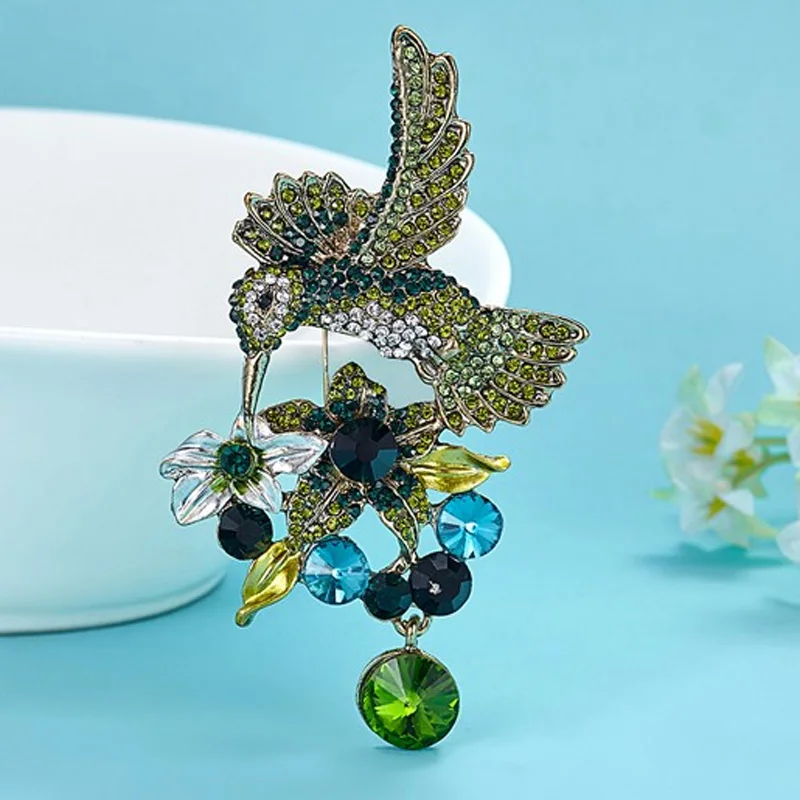 

Blucome Colares Flower Brooches Bouquet Perfect Women's Wedding Broches Bijuteriras Cute Birds Hijab Accessories Broche Pins