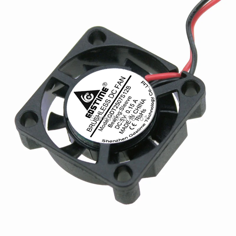 Бесщеточный мини-вентилятор постоянного тока 25x25x7 мм 25 мм 2507 5 в Dupont 2 контакта Gdstime